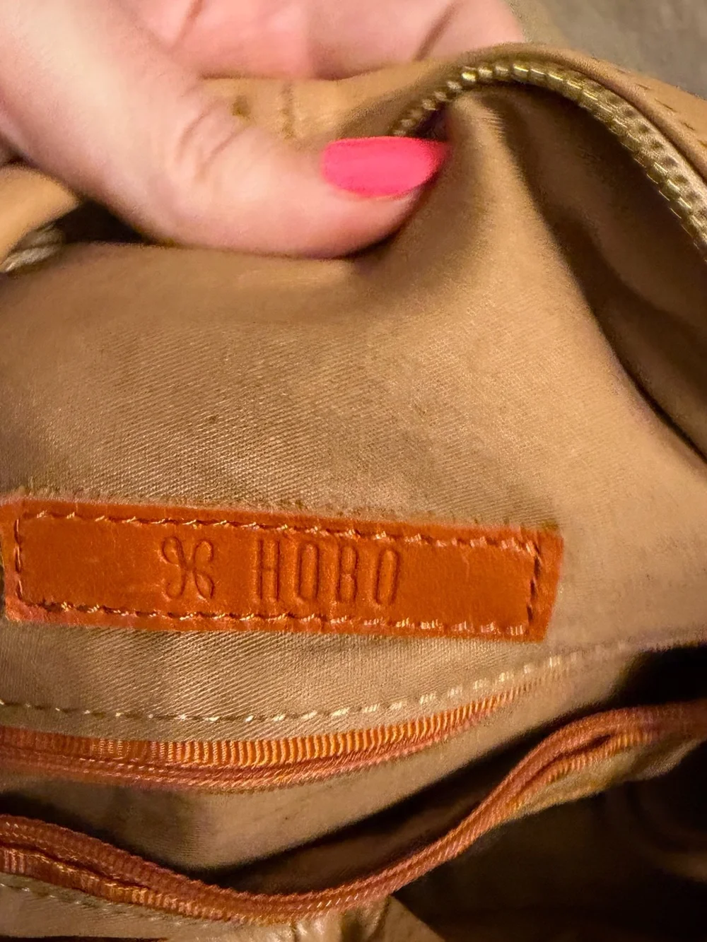 HOBO Genuine Leather Hobo Shoulder Bag Camel Tan Slouchy Large Purse - Picture 2 of 16